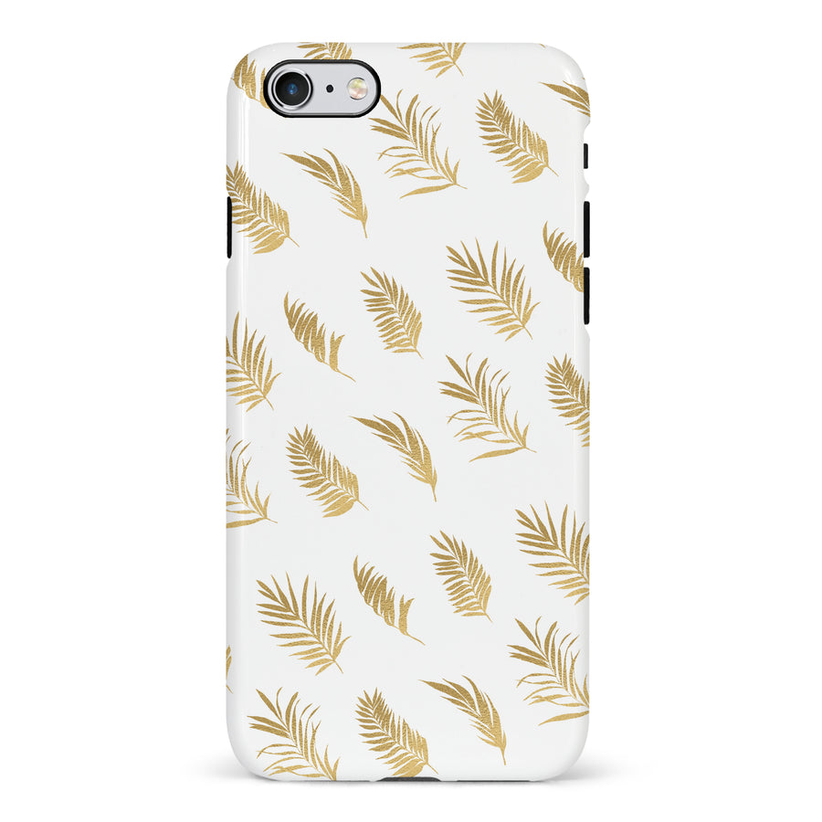 iPhone 6S Plus gold fern leaves phone case in white
