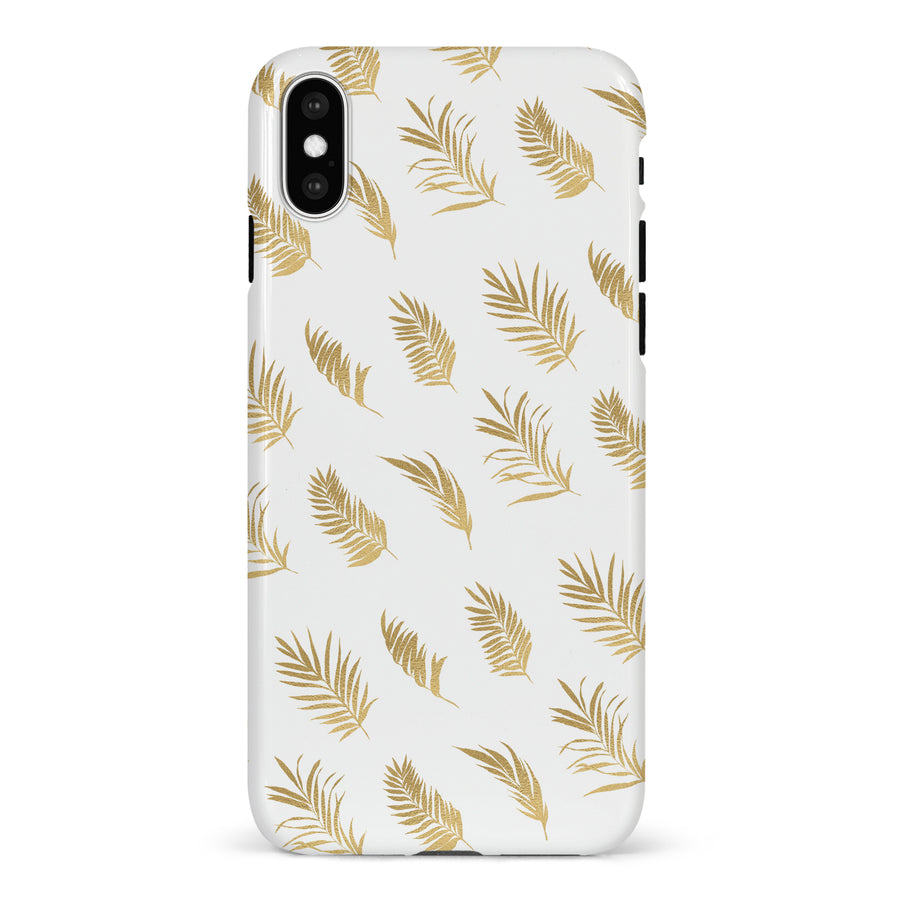 iPhone X/XS gold fern leaves phone case in white