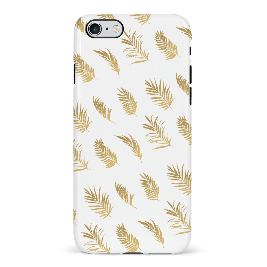 iPhone 6 gold fern leaves phone case in white