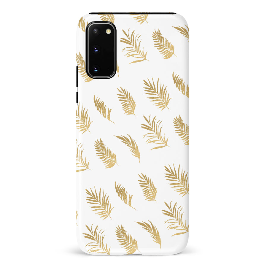 Samsung Galaxy S20 gold fern leaves phone case in white