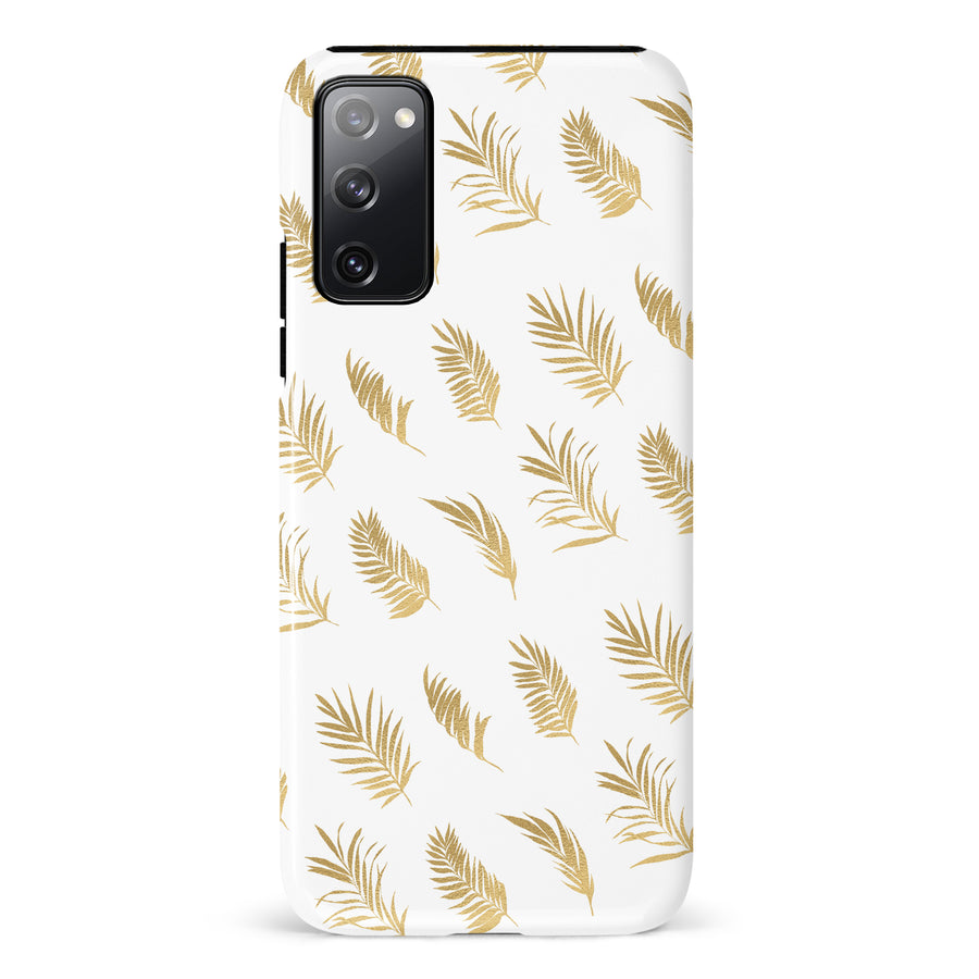 Samsung Galaxy S20 FE gold fern leaves phone case in white
