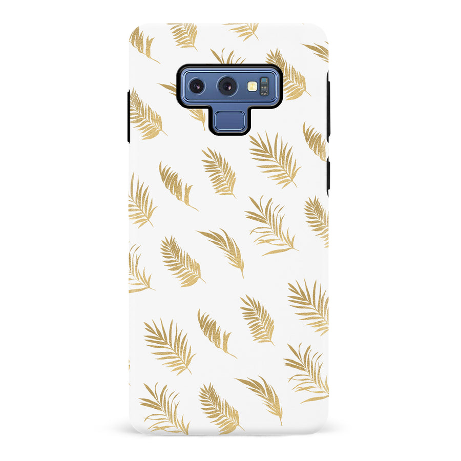 Samsung Galaxy Note 9 gold fern leaves phone case in white