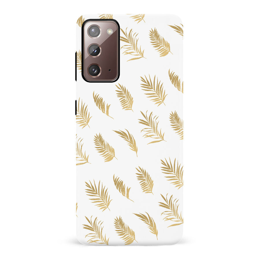 Samsung Galaxy Note 20 gold fern leaves phone case in white