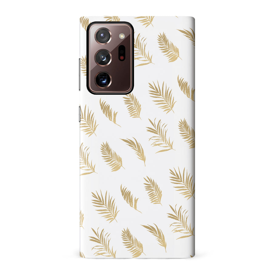 Samsung Galaxy Note 20 Ultra gold fern leaves phone case in white