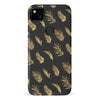 Google Pixel 4A gold fern leaves phone case in black