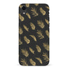 iPhone XR gold fern leaves phone case in black