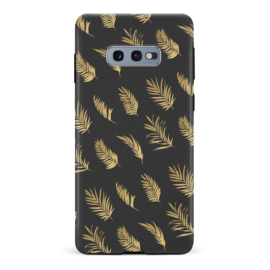 Samsung Galaxy S10e gold fern leaves phone case in black