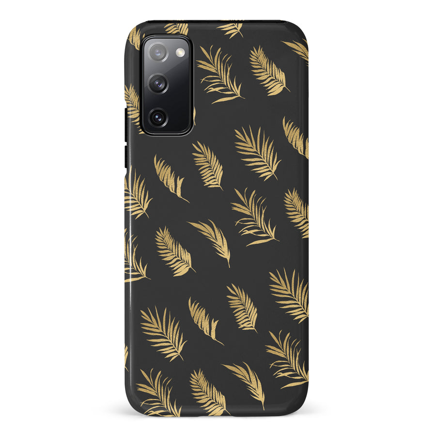 Samsung Galaxy S20 FE gold fern leaves phone case in black