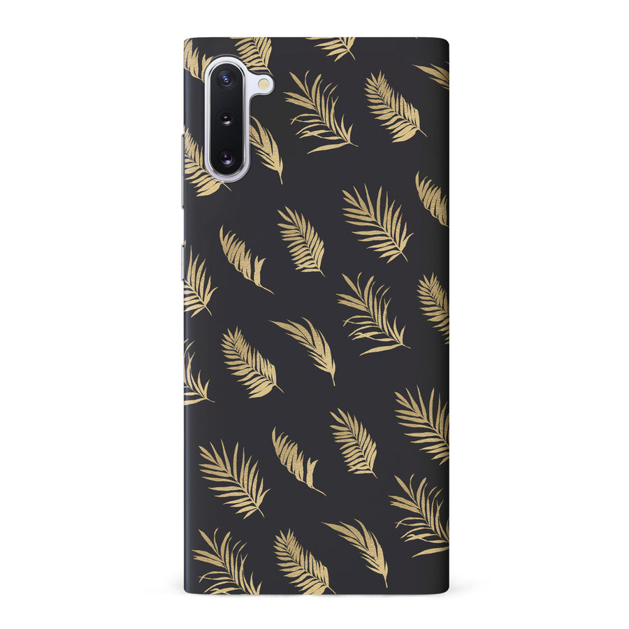 Samsung Galaxy Note 10 gold fern leaves phone case in black
