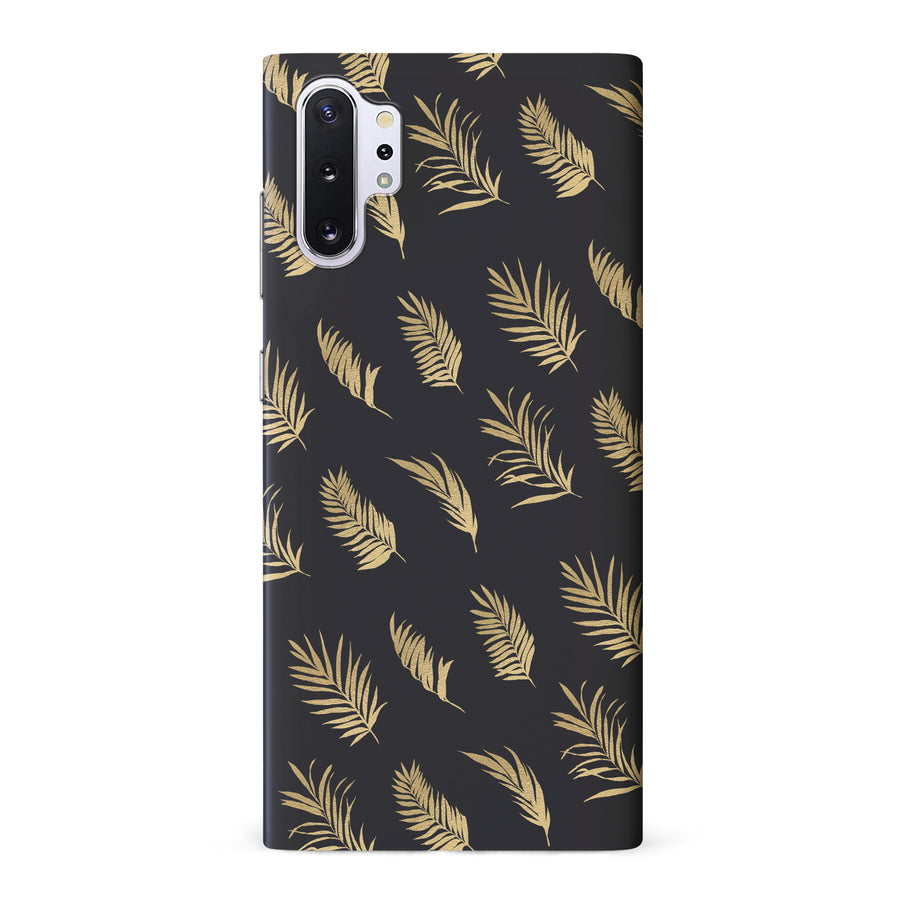 Samsung Galaxy Note 10 Plus gold fern leaves phone case in black