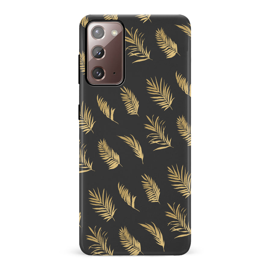 Samsung Galaxy Note 20 gold fern leaves phone case in black