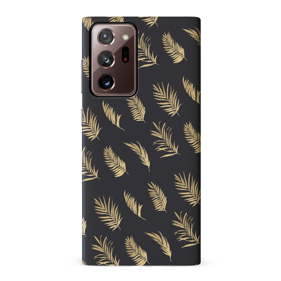 Samsung Galaxy Note 20 Ultra gold fern leaves phone case in black