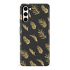 Samsung S23 Gold Fern Leaves Floral Phone Case - Black