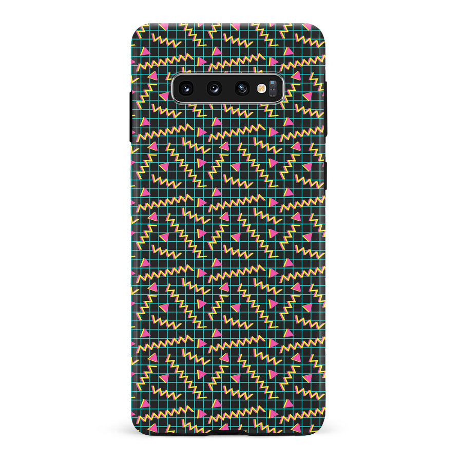 Samsung Galaxy S10 Retro Graph Paper Phone Case in Black