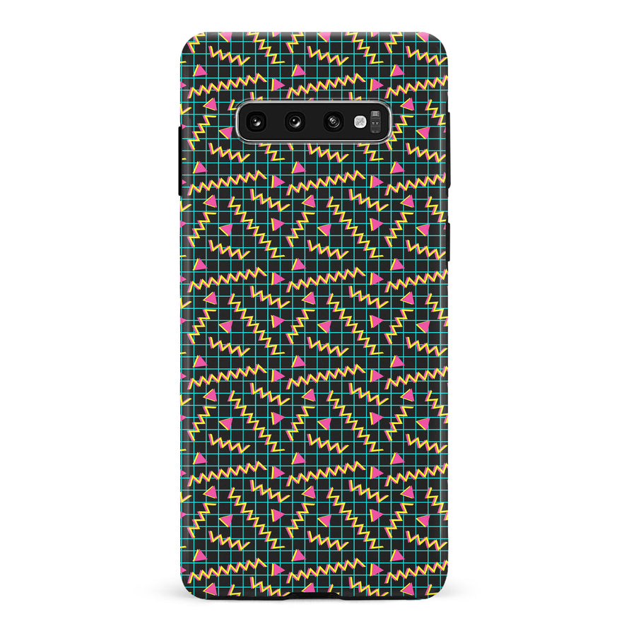 Samsung Galaxy S10 Plus Retro Graph Paper Phone Case in Black