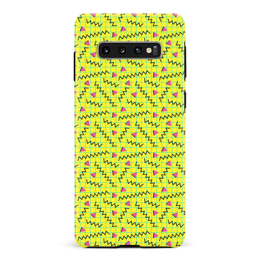 Samsung Galaxy S10 Retro Graph Paper Phone Case in Yellow