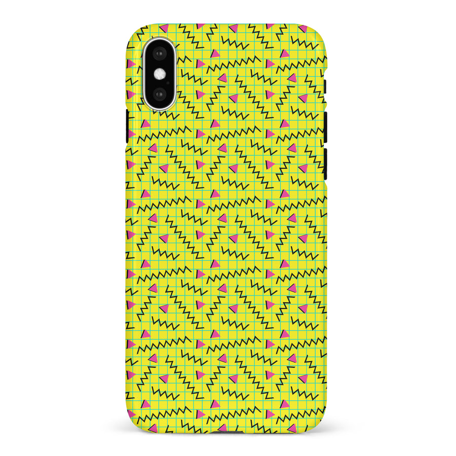iPhone X/XS Retro Graph Paper Phone Case in Yellow