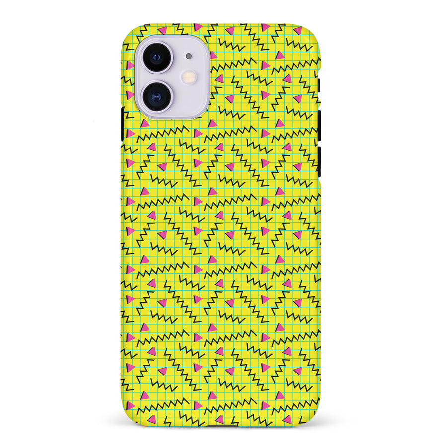 iPhone 11 Retro Graph Paper Phone Case in Yellow