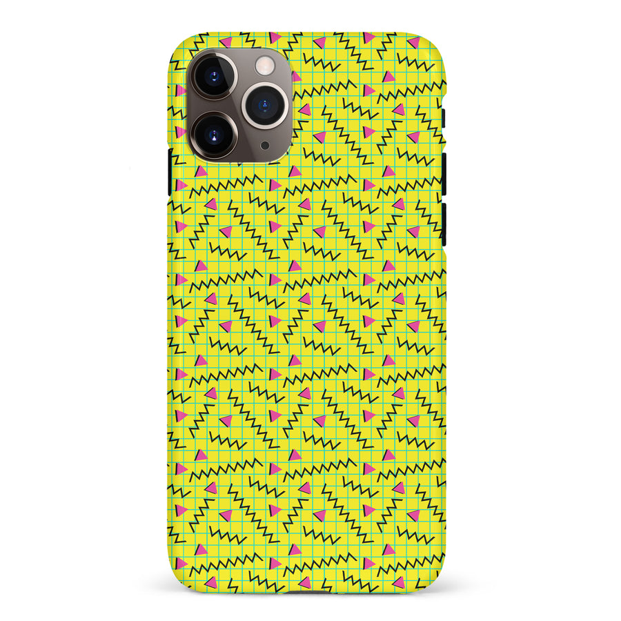 iPhone 11 Pro Max Retro Graph Paper Phone Case in Yellow
