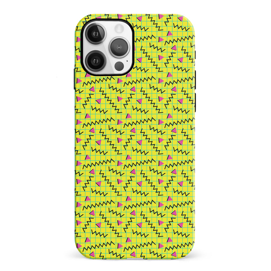 iPhone 12 Retro Graph Paper Phone Case in Yellow