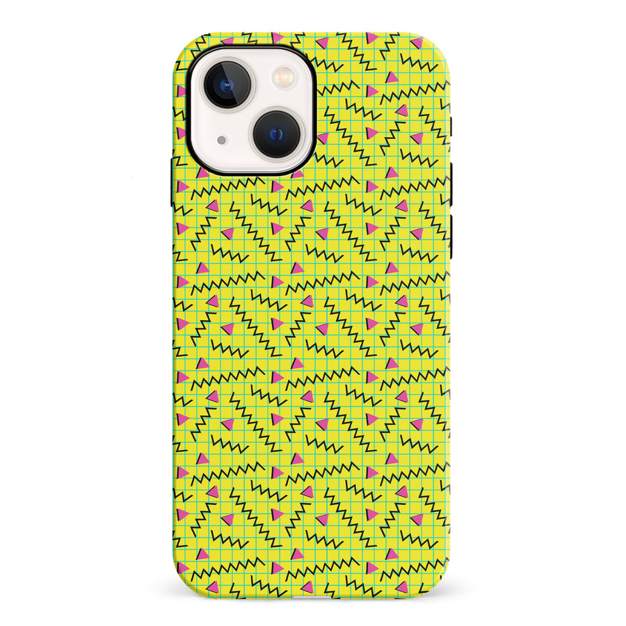 iPhone 13 Retro Graph Paper Phone Case in Yellow