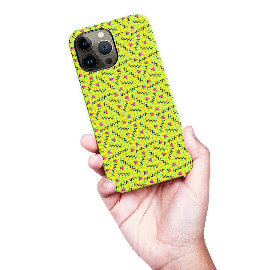 iPhone 13 Pro Max Retro Graph Paper Phone Case in Yellow