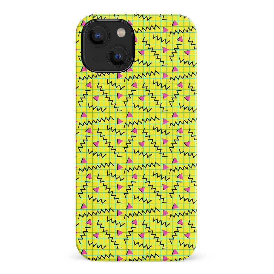 iPhone 14 Retro Graph Paper Phone Case in Yellow
