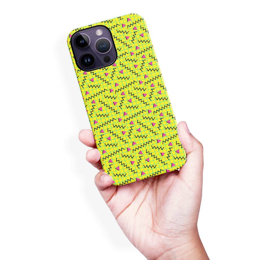 iPhone 14 Pro Max Retro Graph Paper Phone Case in Yellow