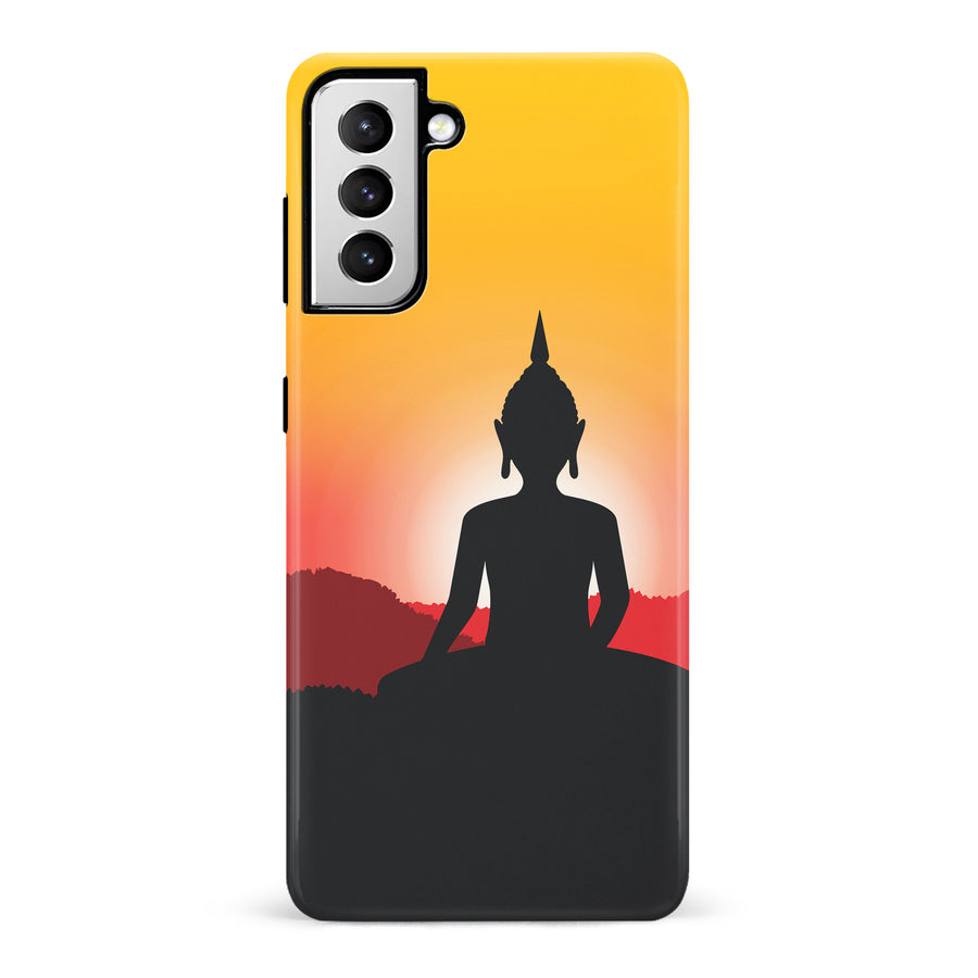 Samsung Galaxy S21 Meditating Buddha Indian Phone Case in Yellow