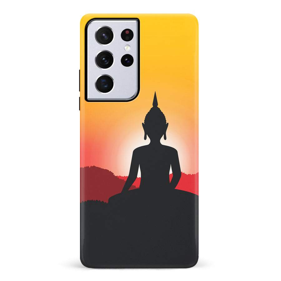 Samsung Galaxy S21 Ultra Meditating Buddha Indian Phone Case in Yellow