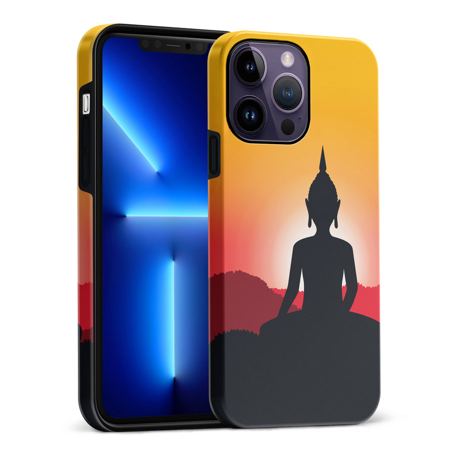 iPhone 14 Pro Max Meditating Buddha Indian Phone Case in Yellow