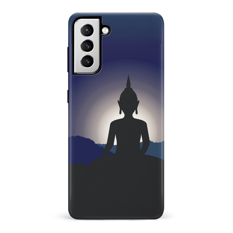 Samsung Galaxy S21 Meditating Buddha Indian Phone Case in Blue