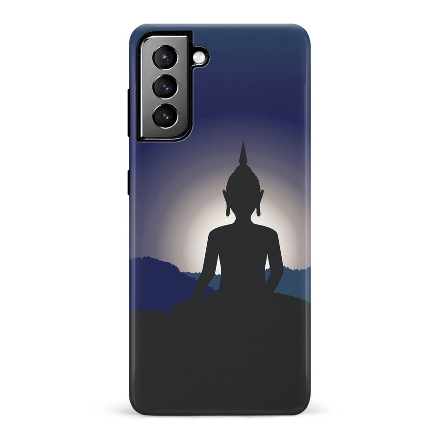 Samsung Galaxy S21 Plus Meditating Buddha Indian Phone Case in Blue