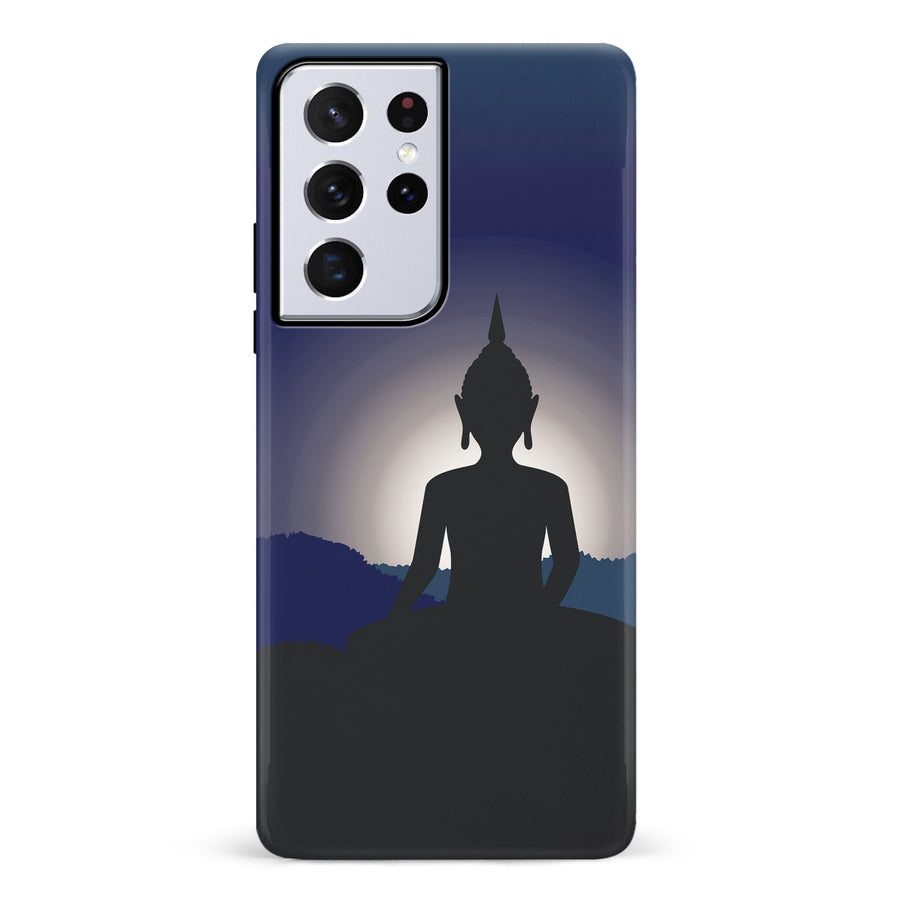 Samsung Galaxy S21 Ultra Meditating Buddha Indian Phone Case in Blue
