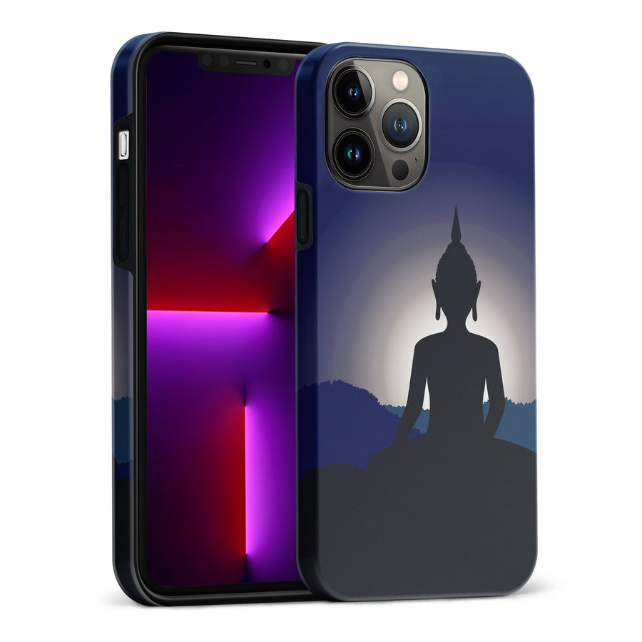 iPhone 13 Pro Max Meditating Buddha Indian Phone Case in Blue