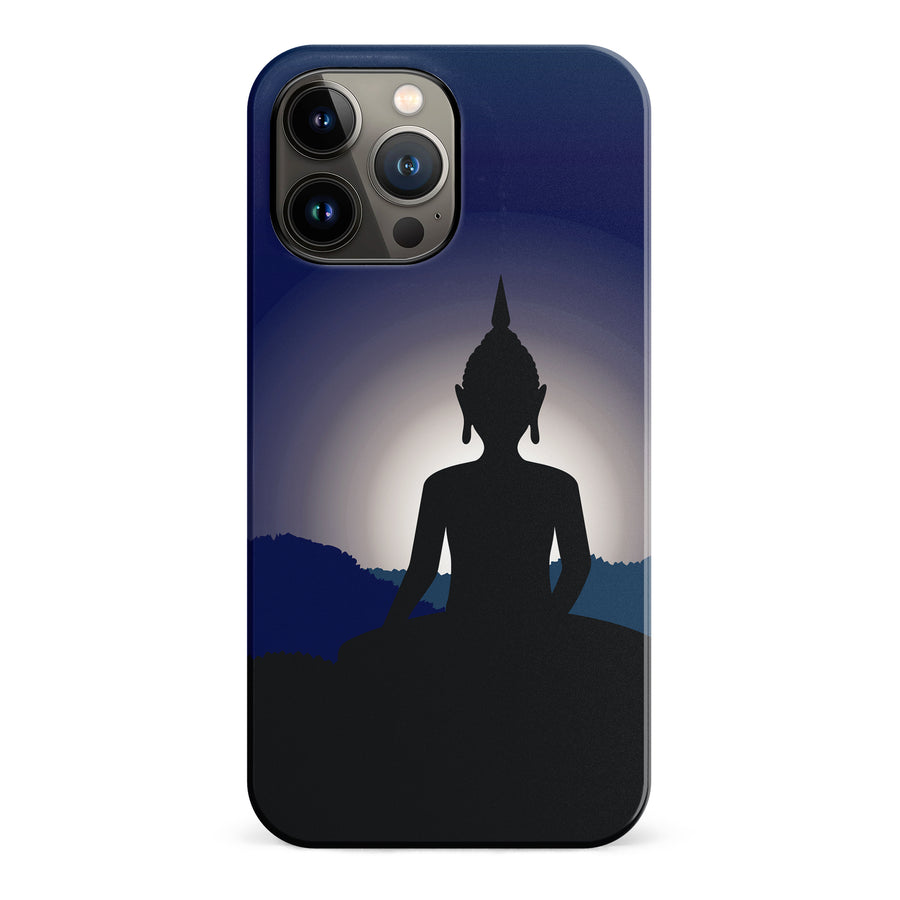 iPhone 13 Pro Max Meditating Buddha Indian Phone Case in Blue