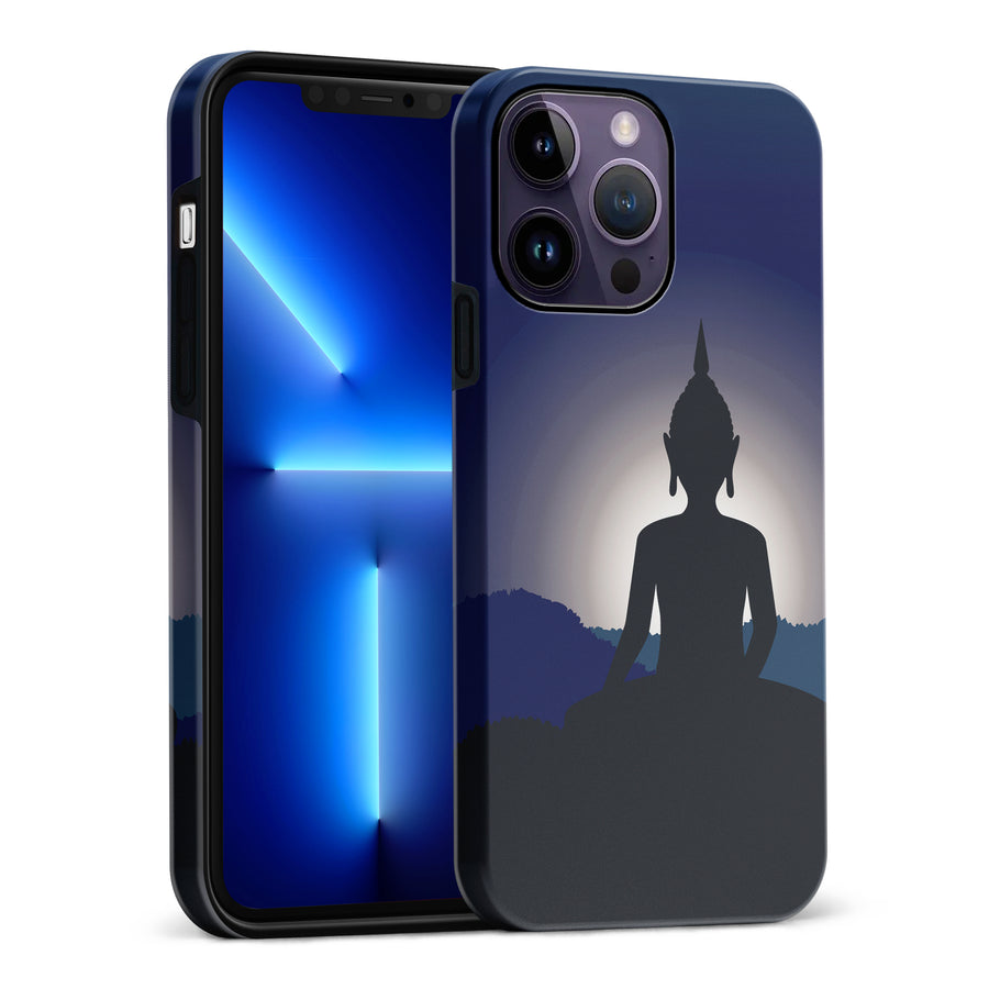 iPhone 14 Pro Max Meditating Buddha Indian Phone Case in Blue