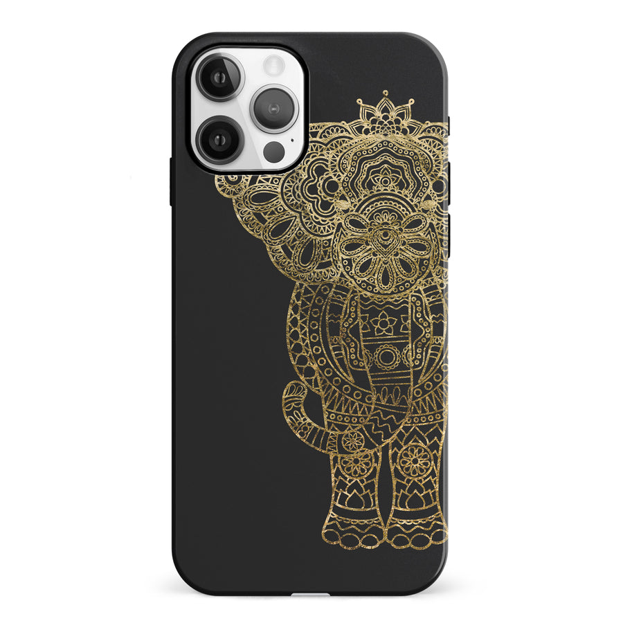 iPhone 12 Indian Elephant Phone Case in Black