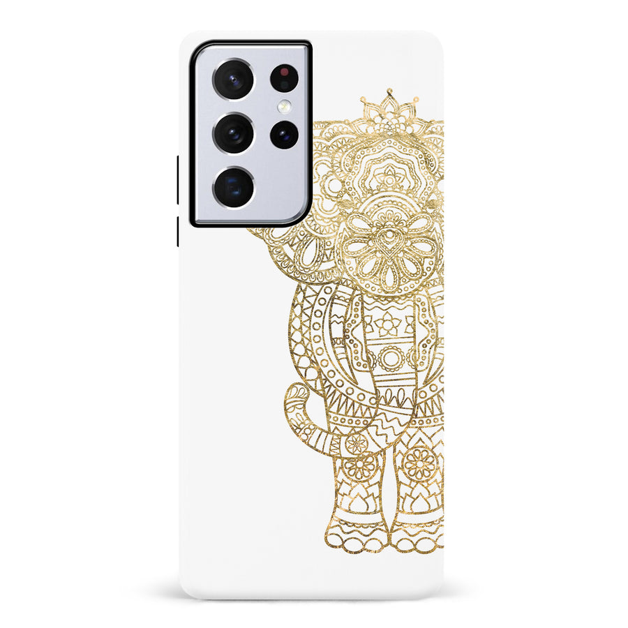 Samsung Galaxy S21 Ultra Indian Elephant Phone Case in White