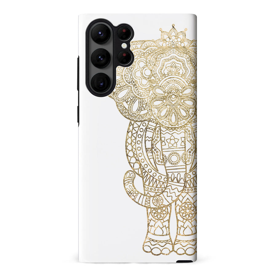 Samsung Galaxy S23 Ultra Indian Elephant Phone Case - White
