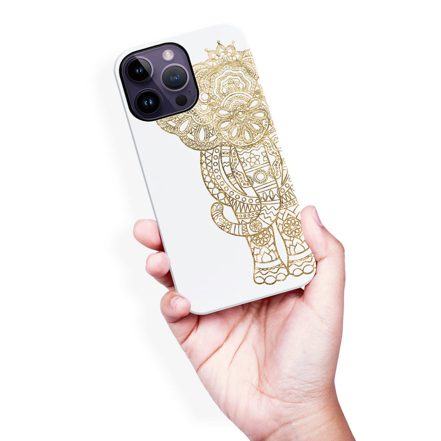 iPhone 14 Pro Max Indian Elephant Phone Case in White