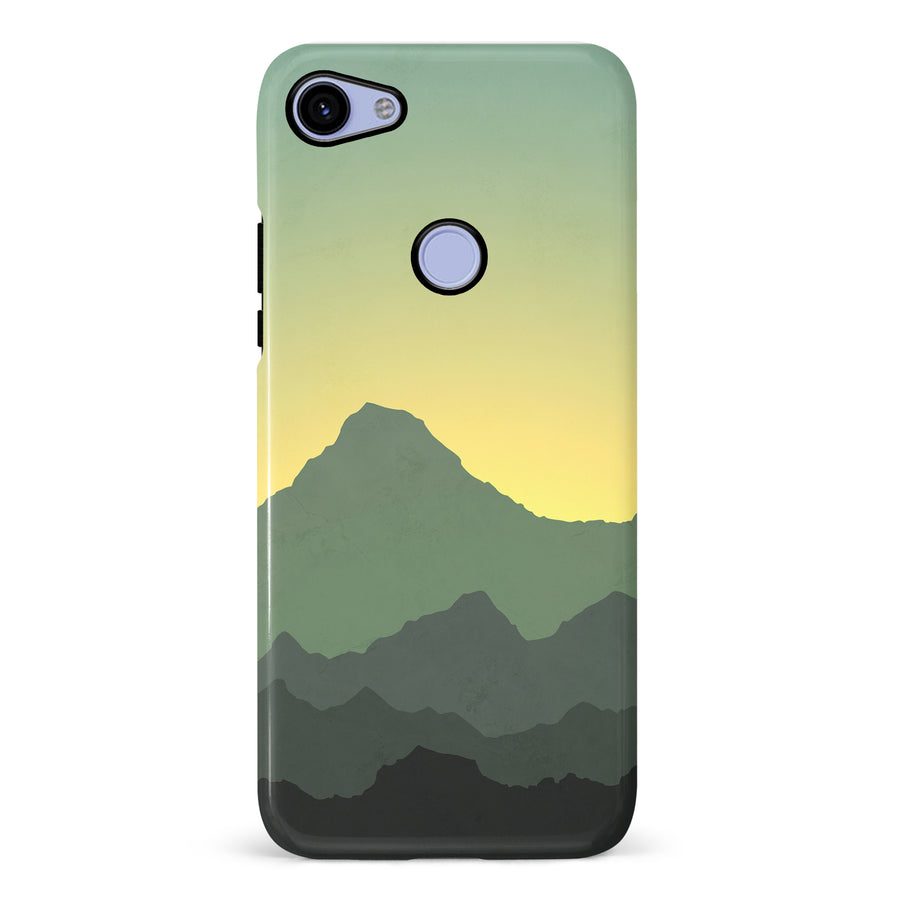 Google Pixel 3A XL Mountains Silhouettes Phone Case in Green