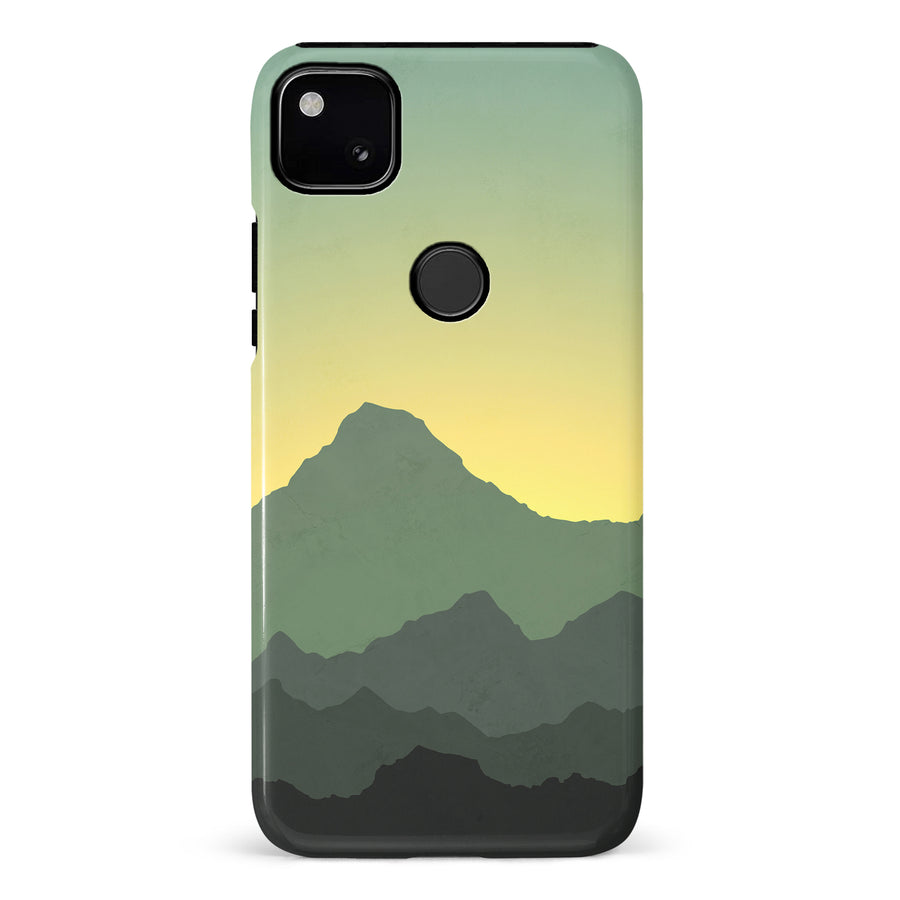 Google Pixel 4A Mountains Silhouettes Phone Case in Green