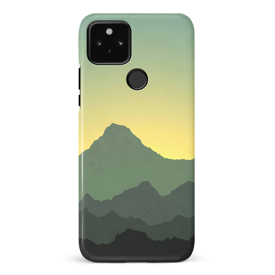 Google Pixel 5 Mountains Silhouettes Phone Case in Green