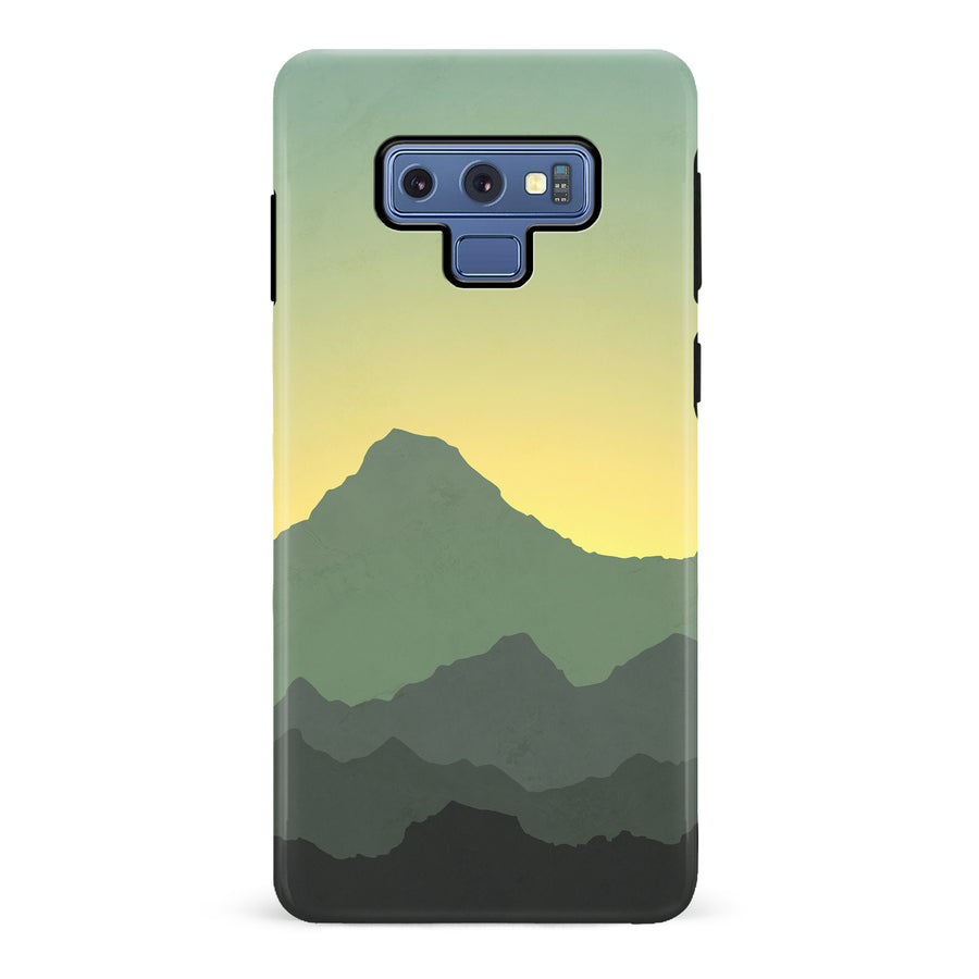 Samsung Galaxy Note 9 Mountains Silhouettes Phone Case in Green