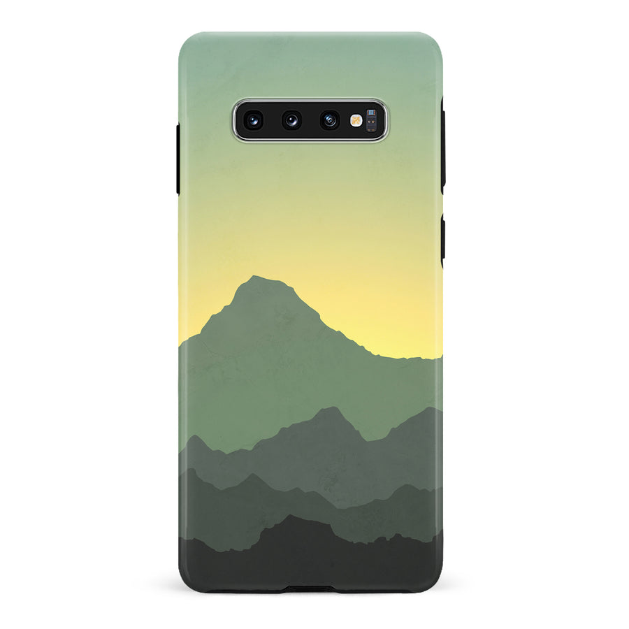 Samsung Galaxy S10 Mountains Silhouettes Phone Case in Green