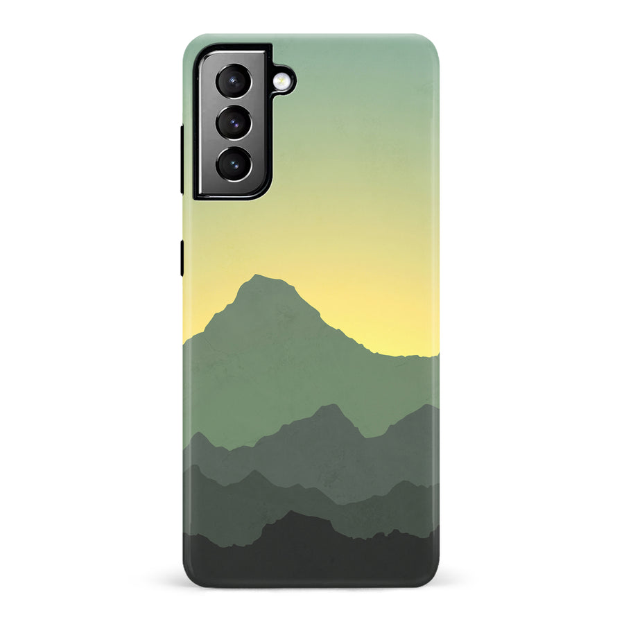 Samsung Galaxy S21 Plus Mountains Silhouettes Phone Case in Green