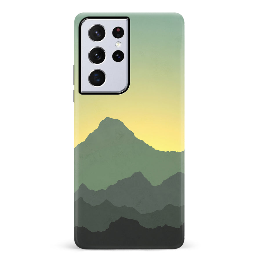 Samsung Galaxy S21 Ultra Mountains Silhouettes Phone Case in Green