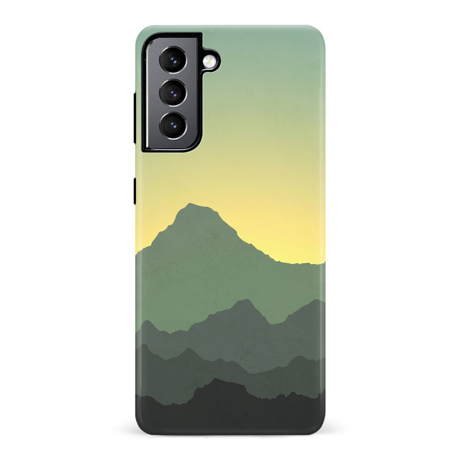 Samsung Galaxy S22 Mountains Silhouettes Phone Case in Green