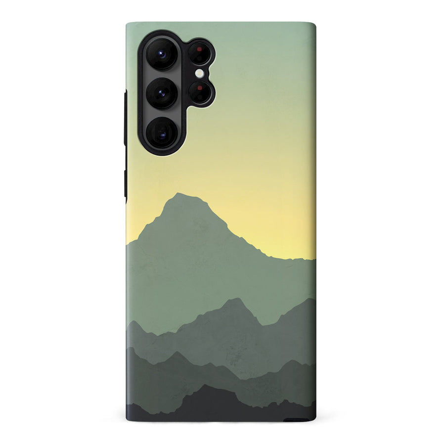 Samsung Galaxy S23 Ultra Mountains Silhouettes Phone Case in Green